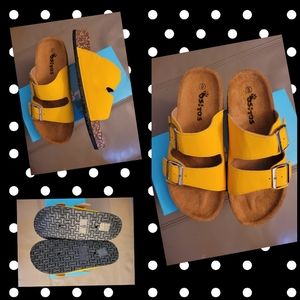 Yellow slide sandals
